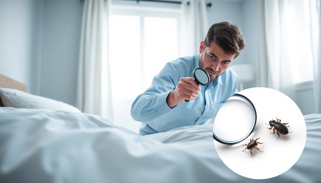 Implementing effective bed bug control by a pest control expert inspecting a mattress.