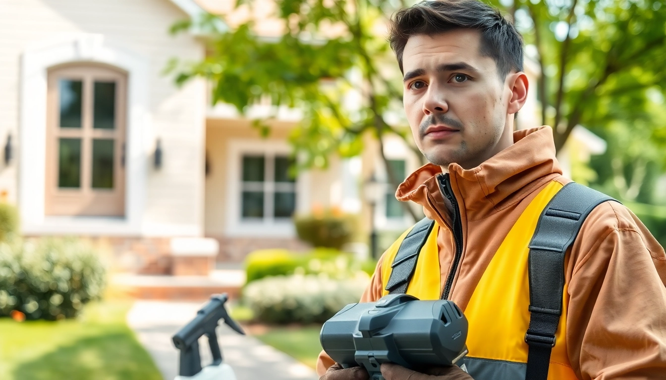 Ensure lasting protection with pest control with warranty by a professional inspecting a home.