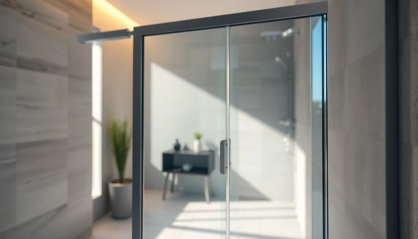 Modern sliding door shower screen in a well-designed bathroom highlighting its elegant glass structure.