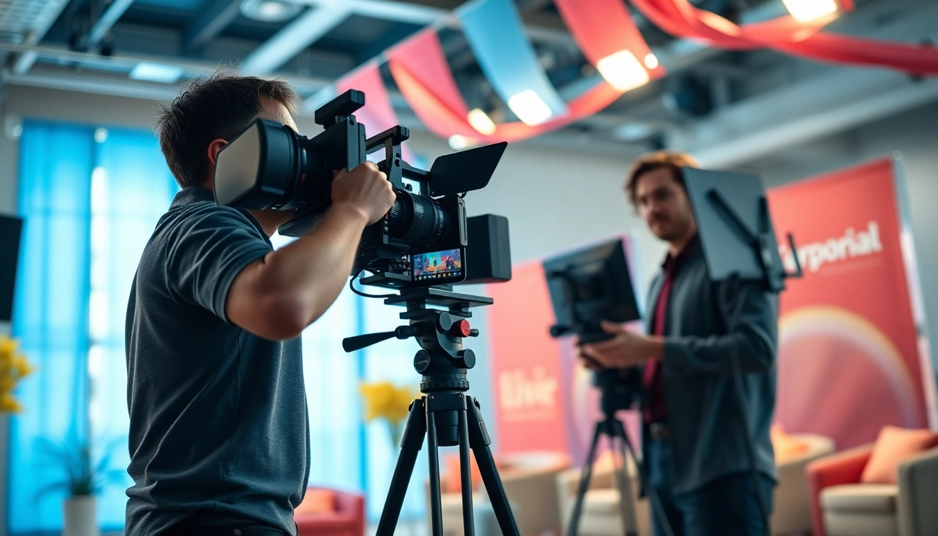 Capture of a Video Production Company Phoenix team working diligently in a vibrant studio.