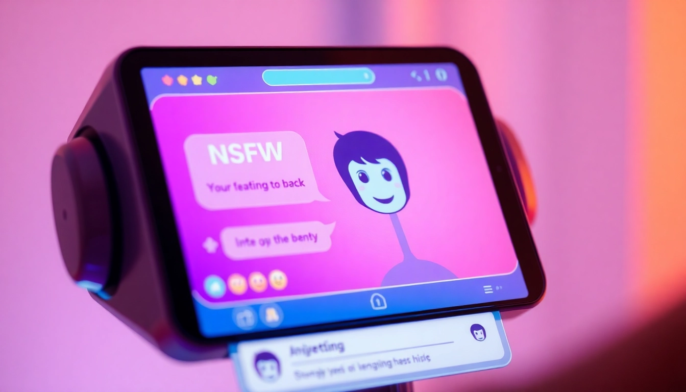 AI NSFW chatbot interface with engaging digital character and vibrant colors