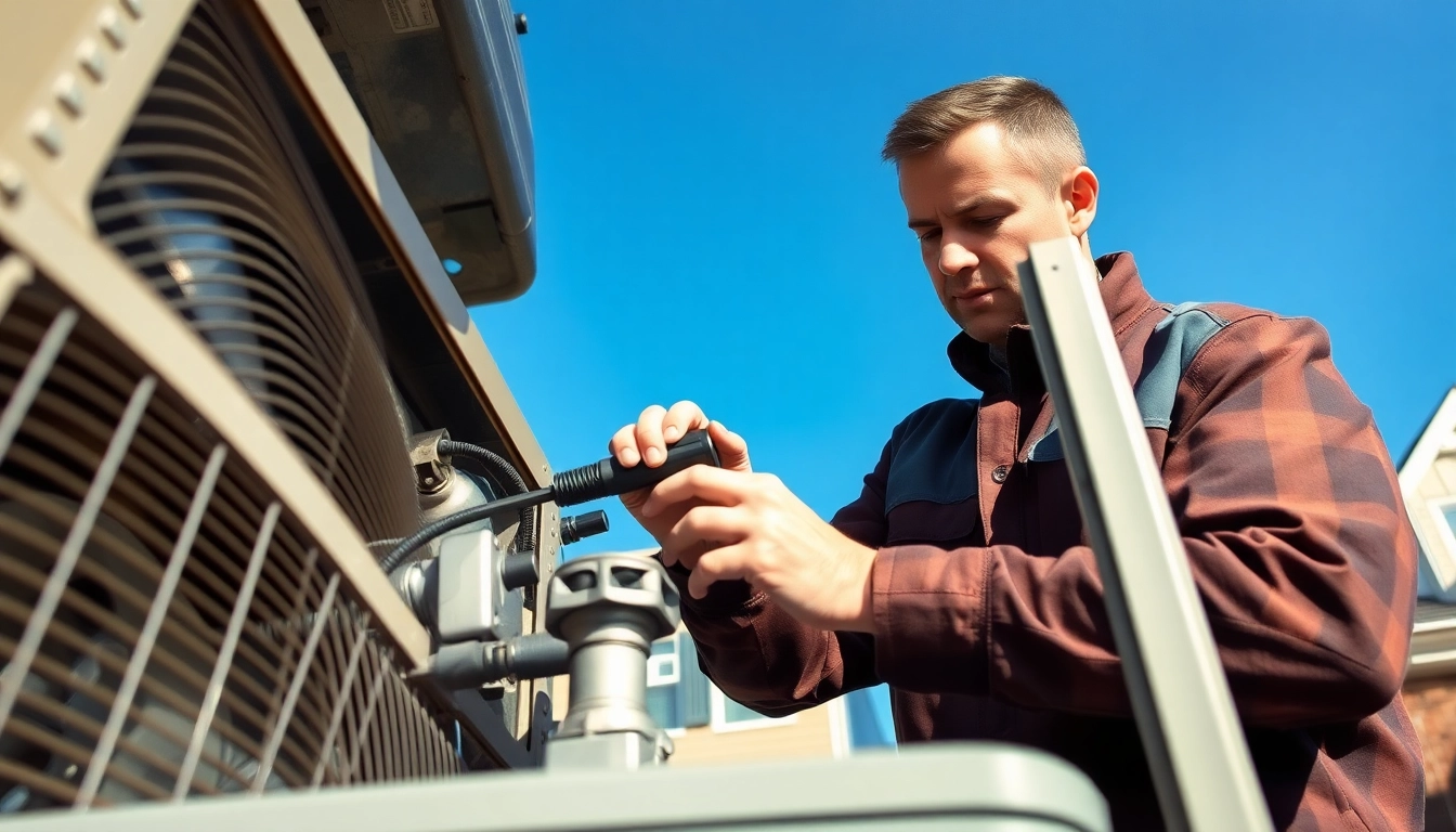 Professionals conducting HVAC Repair Tampa checks on an air-conditioner unit outdoors.