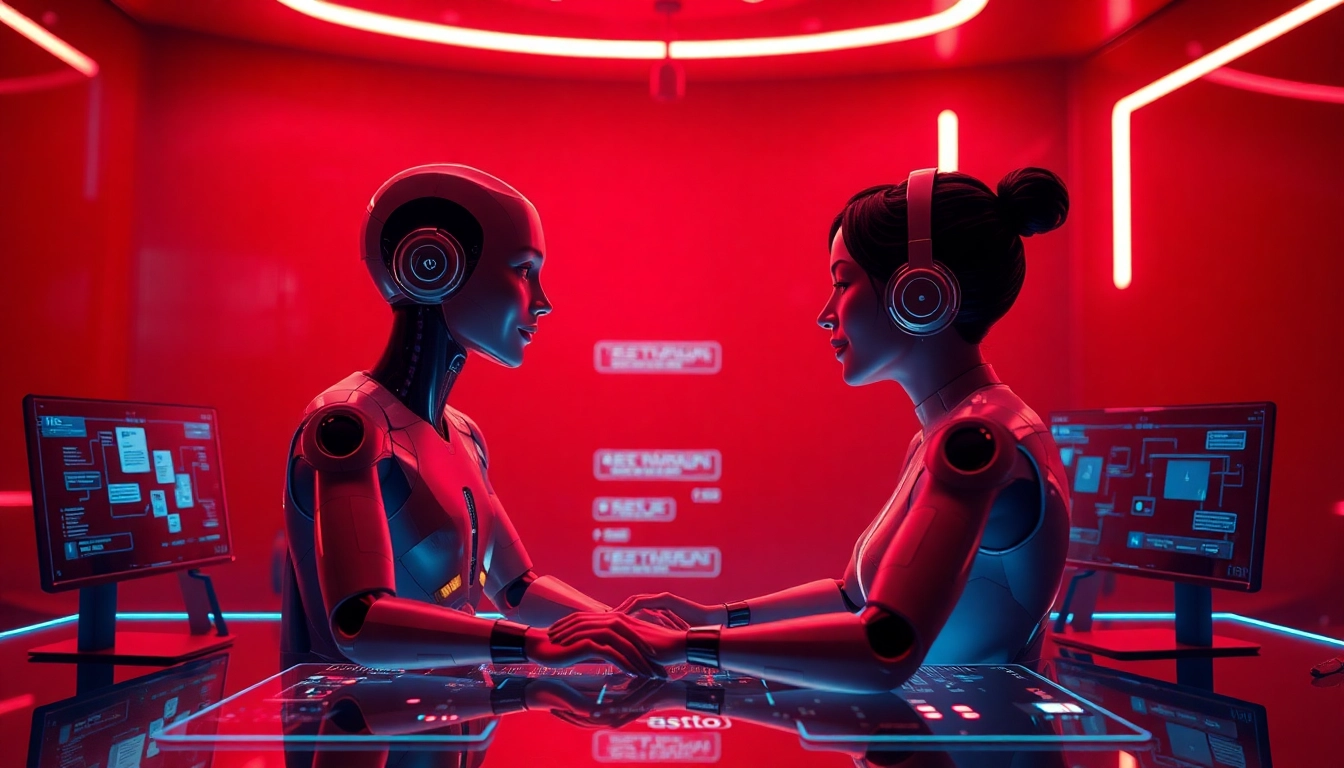 NSFW AI chat interface featuring a realistic avatar engaging intimately, showcasing modern tech elements.