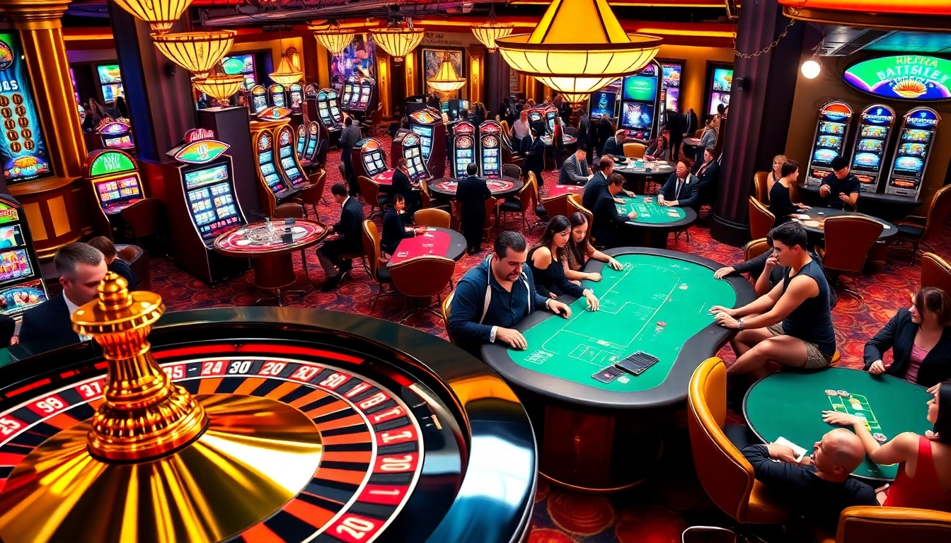 Vivez l'excitation du meilleur casino en ligne avec des joueurs autour des tables de poker et des roulettes.