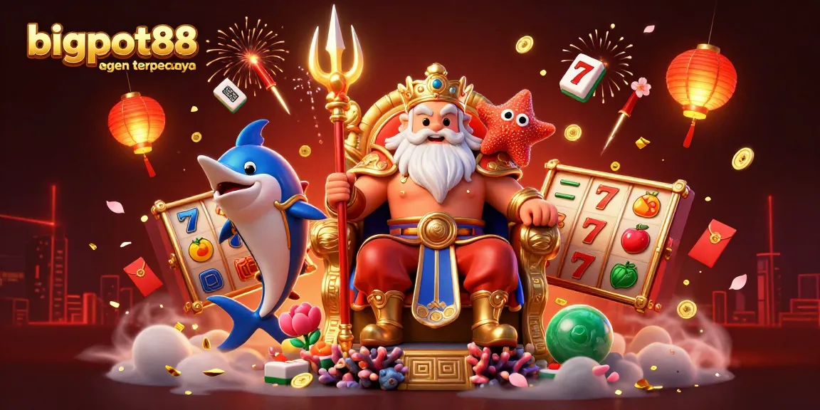 The image showcases bigpot88 agen terpercaya with vibrant casino elements and characters in a captivating 3D digital art scene.
