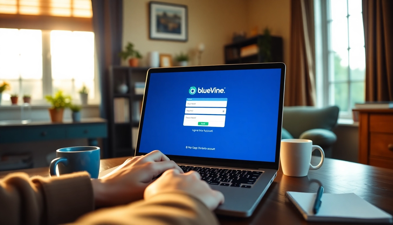 Accessing the BlueVine login page securely with confidence in a home office.