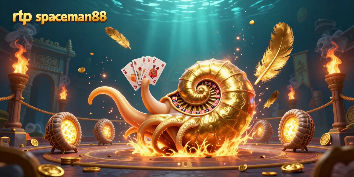 Enhance your gameplay with rtp spaceman88 featuring a giant nautilus roulette, glowing ammonites, and casino elements.