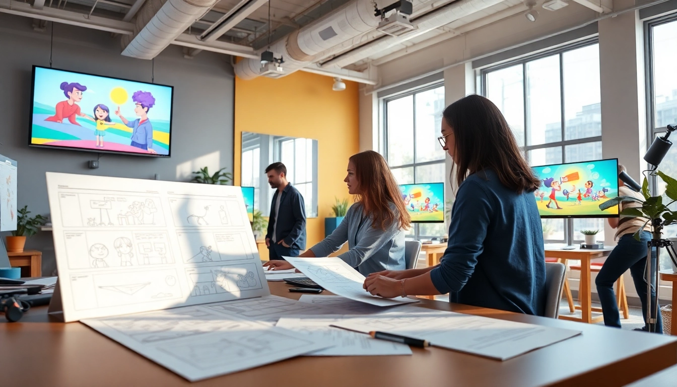 Animationsagentur team creating engaging animations in a modern studio environment.