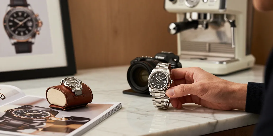 Exquisite rolex replica displayed in a stylish home setting, emphasizing luxury and craftsmanship.