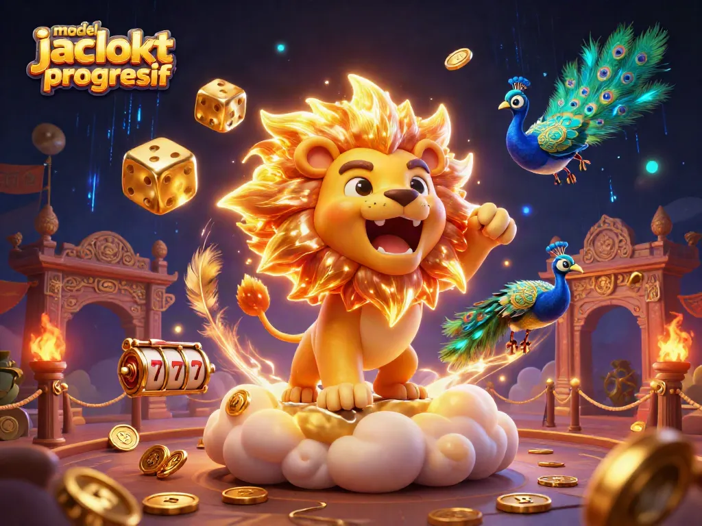 Permainan slot model jackpot progresif menampilkan simbol keberuntungan dan efek visual yang menawan.