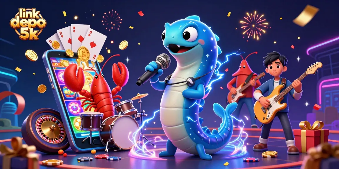 Experience gaming excitement at link depo 5k with a dazzling underwater casino scene featuring vibrant characters.
