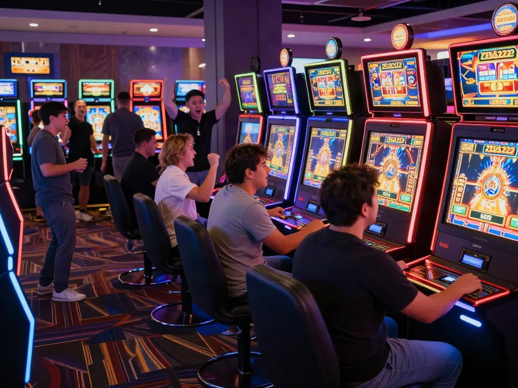 Pengalaman bermain di situs slot gacor dengan pemain merayakan kemenangan dan suasana ceria.