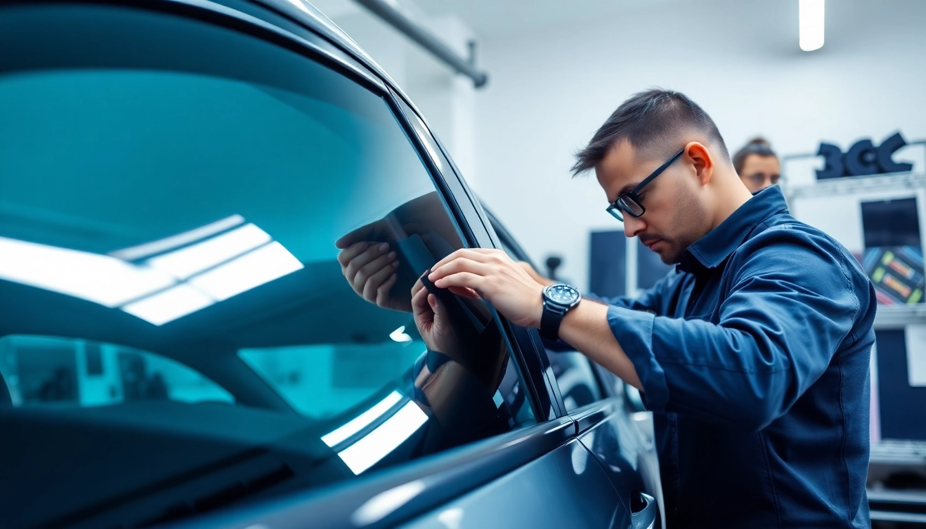Apply window tint near me for enhanced privacy and UV protection on a car.
