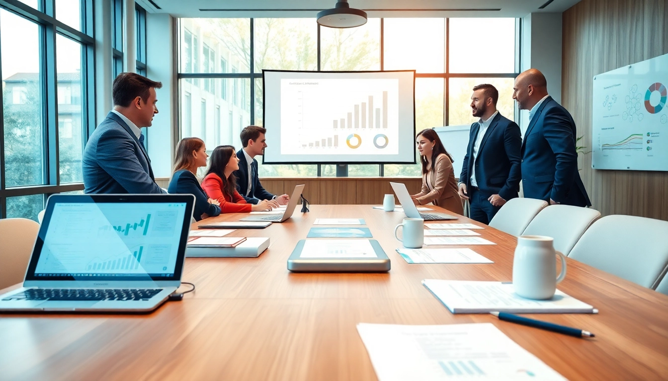 Engaging business consultants collaborating effectively at Quickplus Business Consultants in a modern office.