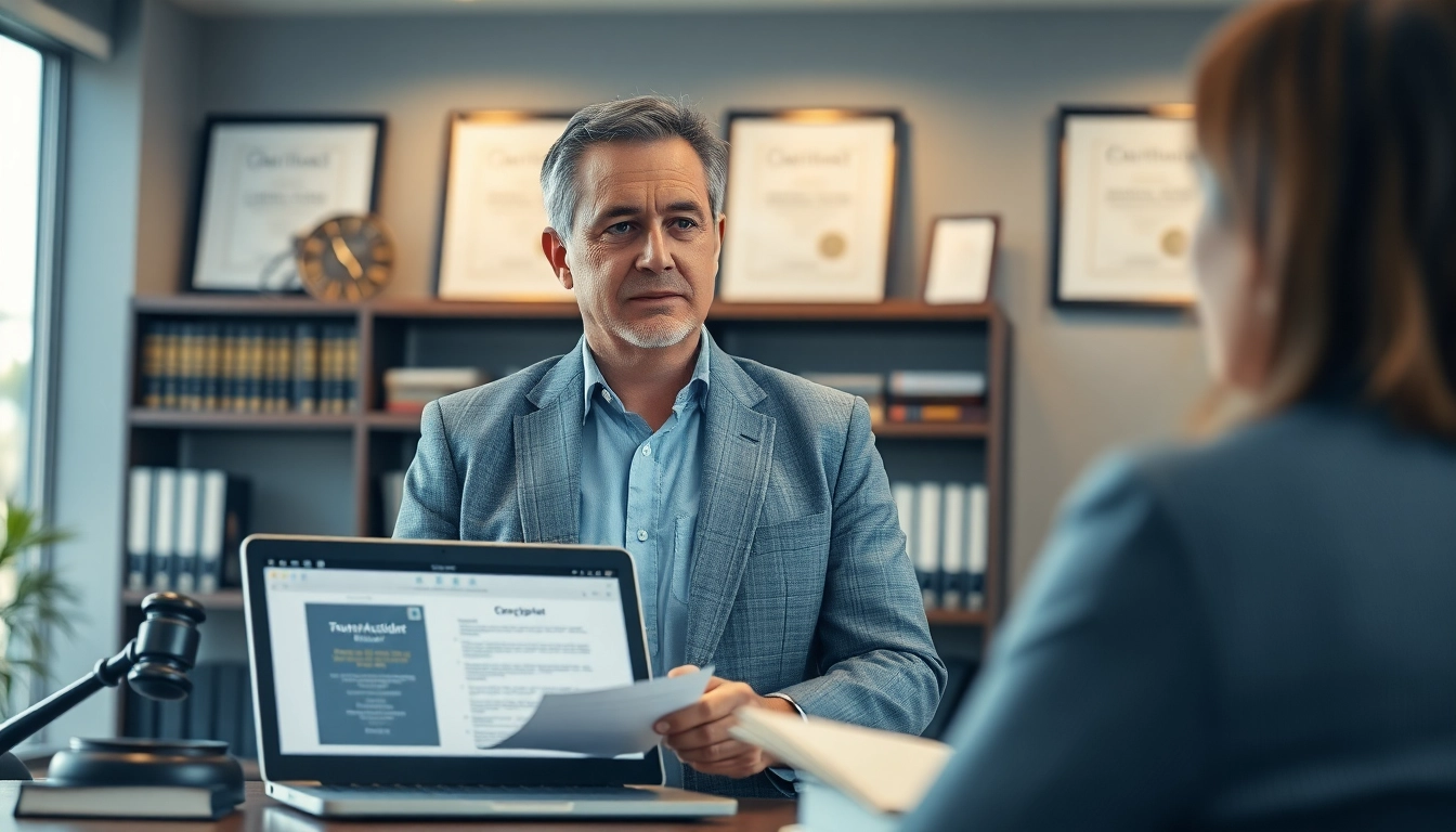 Clearwater truck accident attorney consulting with a client in a professional office setting.