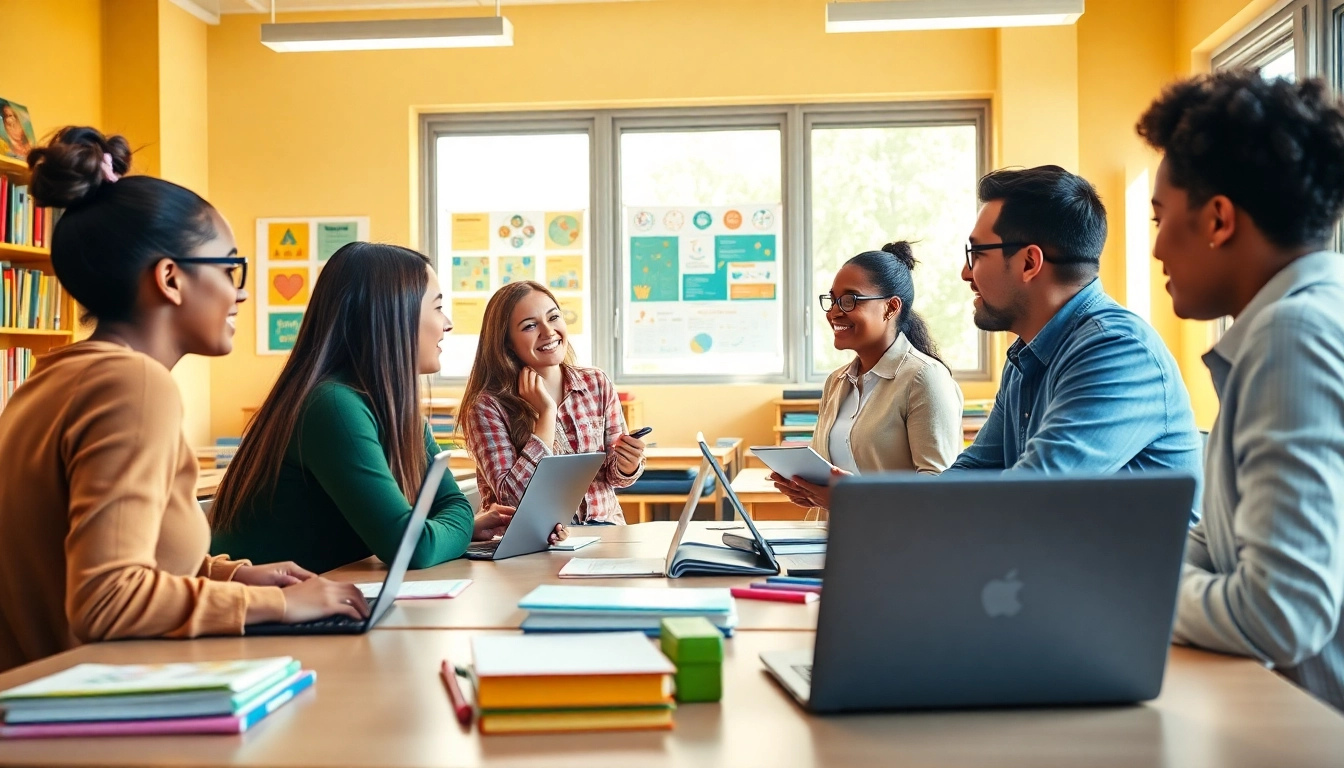 Engaged students participating in active learning within an Education-focused classroom.