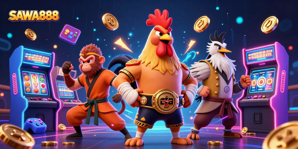 Experience explosive gaming with SAWA888 featuring vibrant characters and dynamic slot elements.