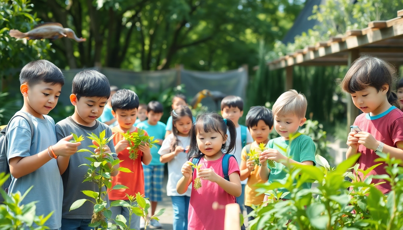 Kids engaged in hands-on activities at the science and nature camp.