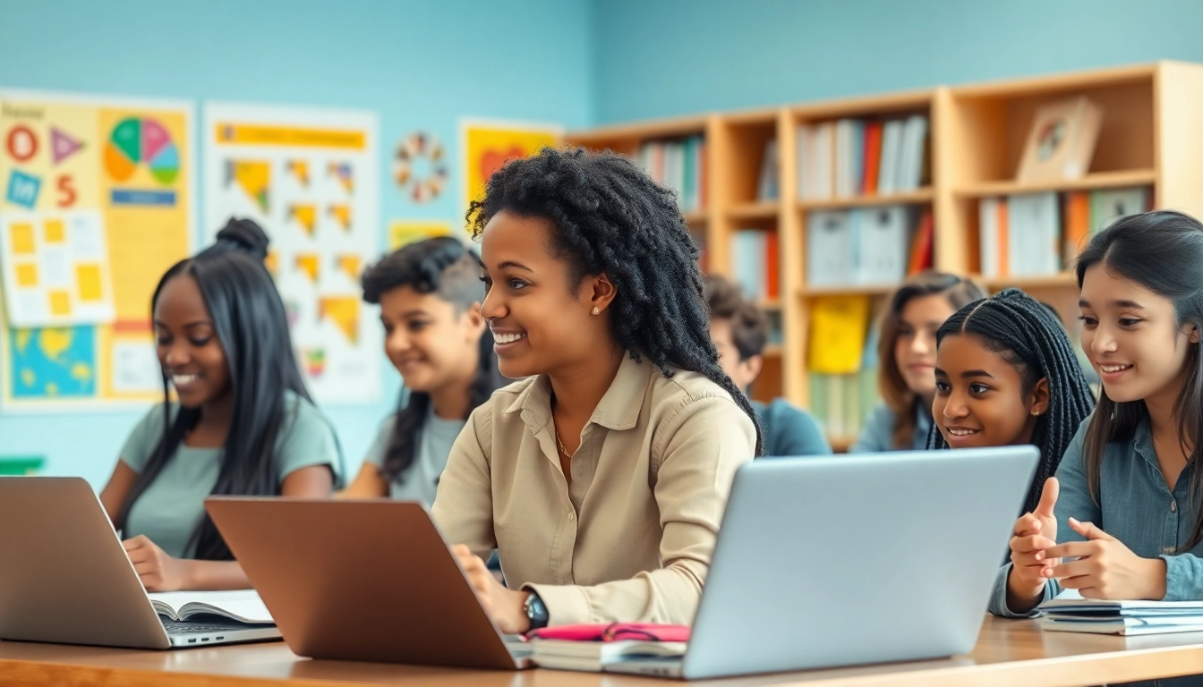 Engaging classroom scene showcasing Education with diverse students collaborating on learning activities.