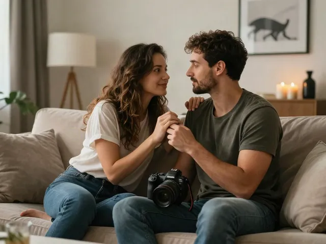 Stepsis porn intimate moment between a couple in modern living room