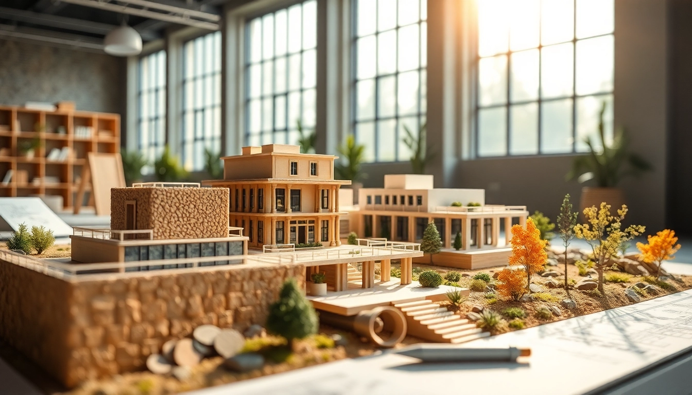 Architekturmodellbau Hannover: Detailreiche Modelle in einem modernen Studio mit warmem Licht.