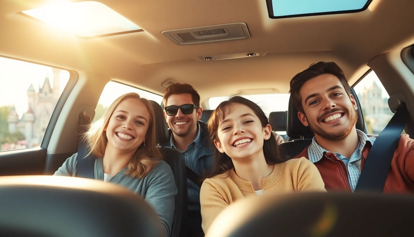 Enjoy smooth Disneyland Paris airport transfer services in a luxurious vehicle, highlighting family joy and anticipation.