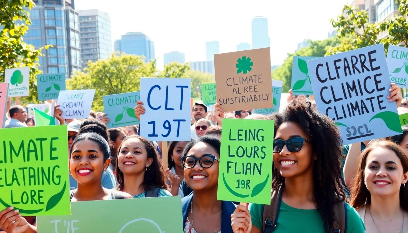Engaging image of activists at https://www.unsustainablemagazine.com rally promoting sustainability.