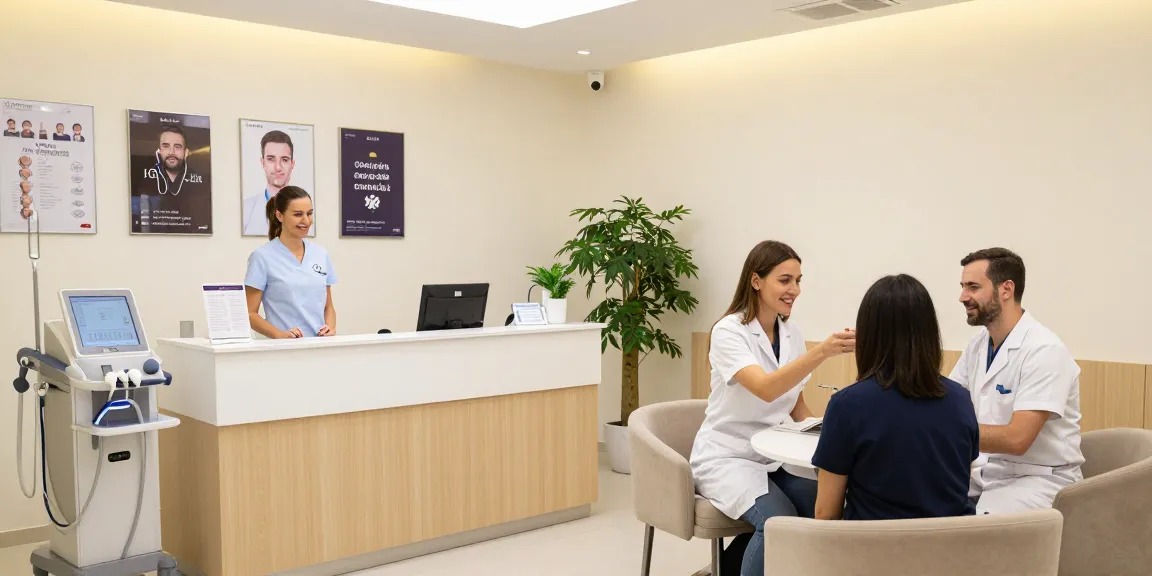 Hair transplant Turkey consultation in a modern health clinic environment.