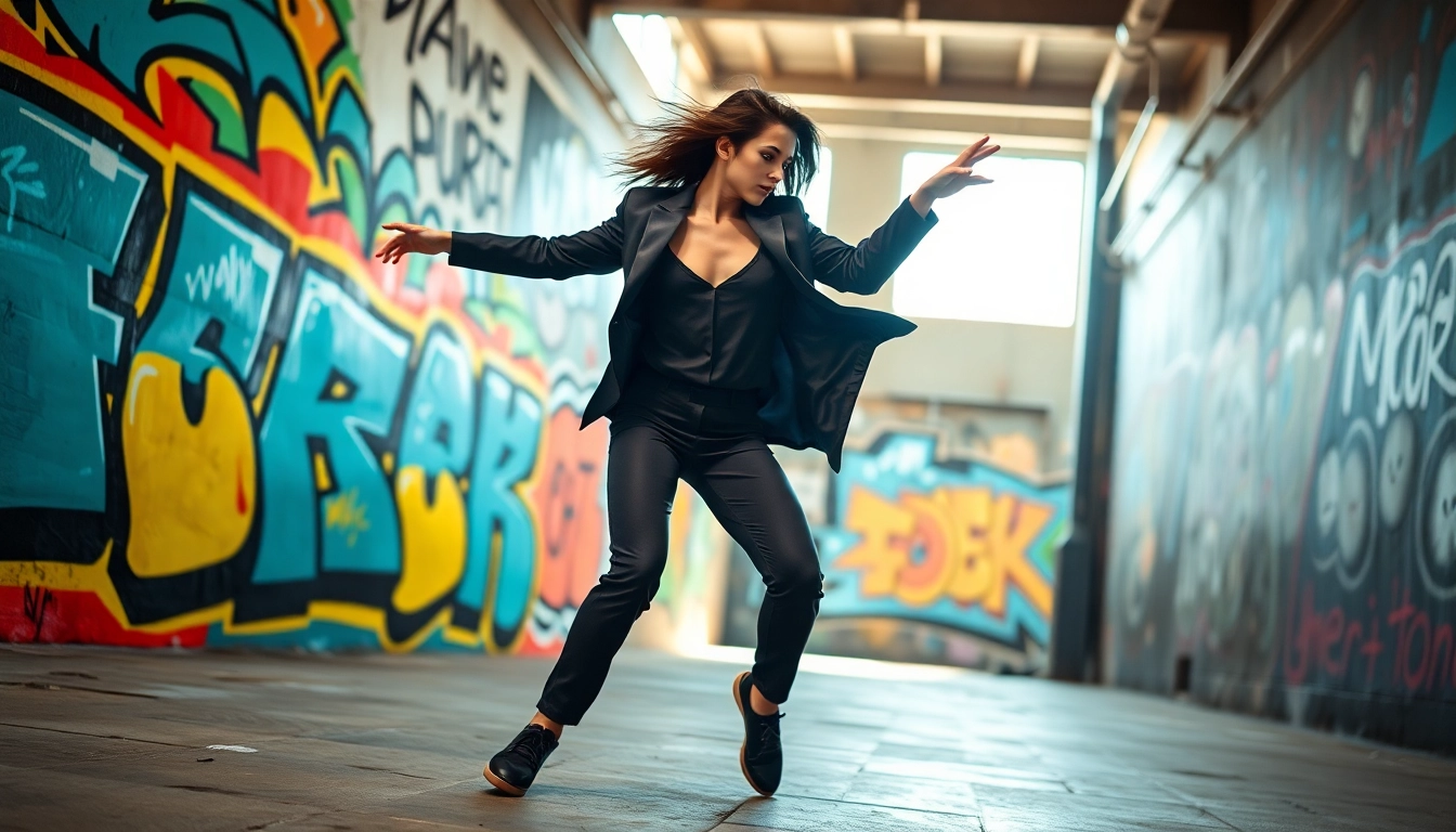 Koralive choreography performance showcasing a dancer's dynamic movements in an urban setting.