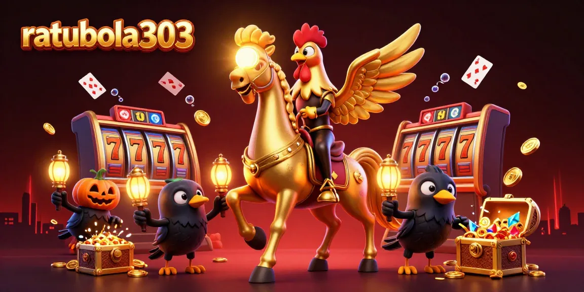 Raih jackpot di ratubola303 dengan ilustrasi kasino malam penuh warna dan detail tinggi.