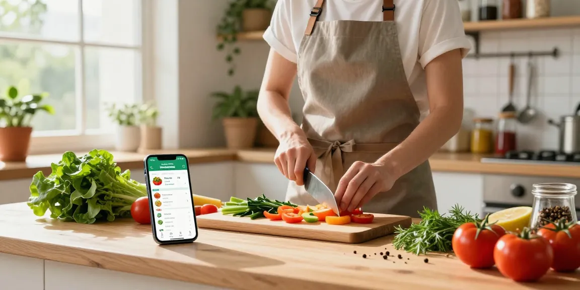 Preparing a healthy meal while using the best nutrition tracking app for accurate food logging.