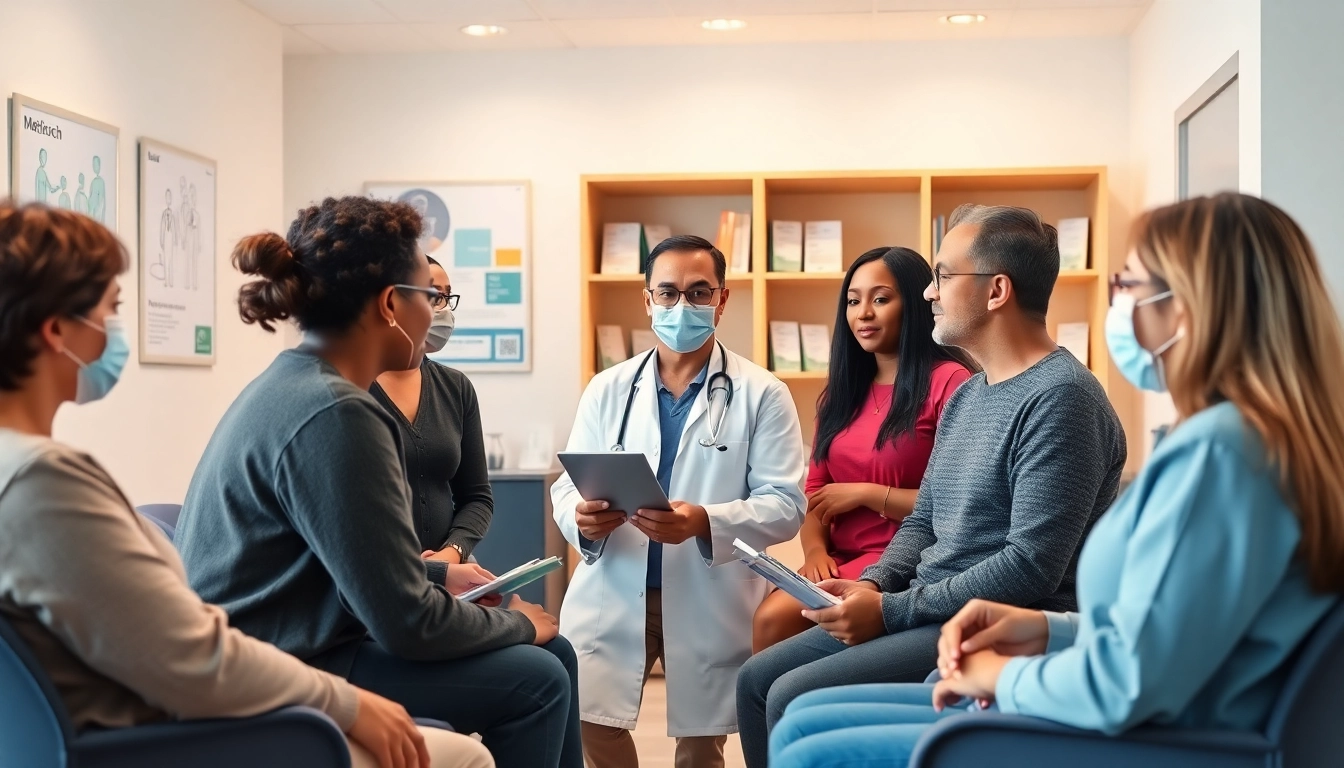 Healthcare consultation showcasing diverse patients discussing health.
