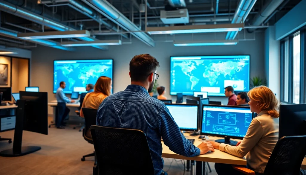 Small Business IT Support Tampa showcasing a diverse IT team collaborating in a modern office.