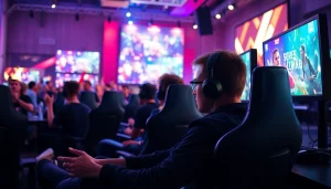 Menampilkan permainan penuh aksi hakim4d alternatif game dalam turnamen video game yang kompetitif.