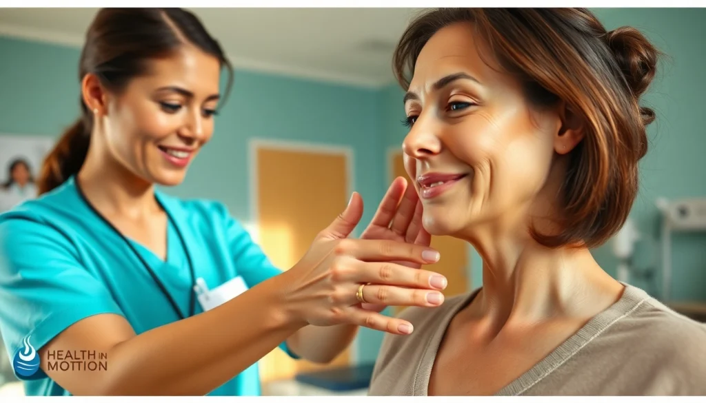 Health in Motion Rehabilitation therapist guiding a patient in a supportive therapy session.