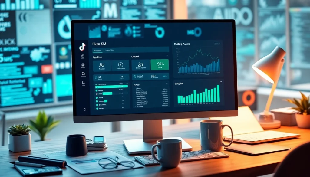 Boost engagement with the TikTok SMM panel displayed in a vibrant workspace.