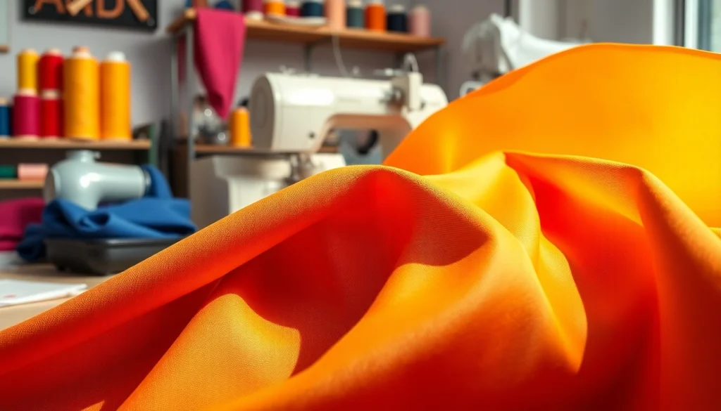 Punta di Roma stof in een naaiatelier, met levendige kleuren en bijzondere textuurdetails.