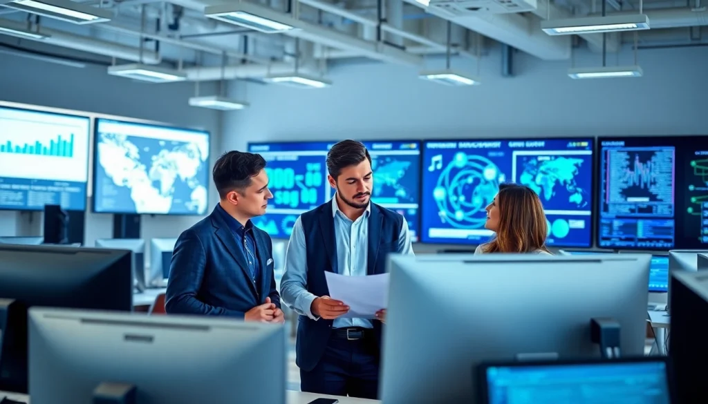 Showcasing Fredericksburg IT Companies professionals collaborating in a modern workspace.