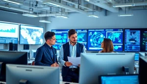 Showcasing Fredericksburg IT Companies professionals collaborating in a modern workspace.