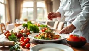 Private chef St Martin creating an exquisite dish with fresh local ingredients in a luxurious villa.