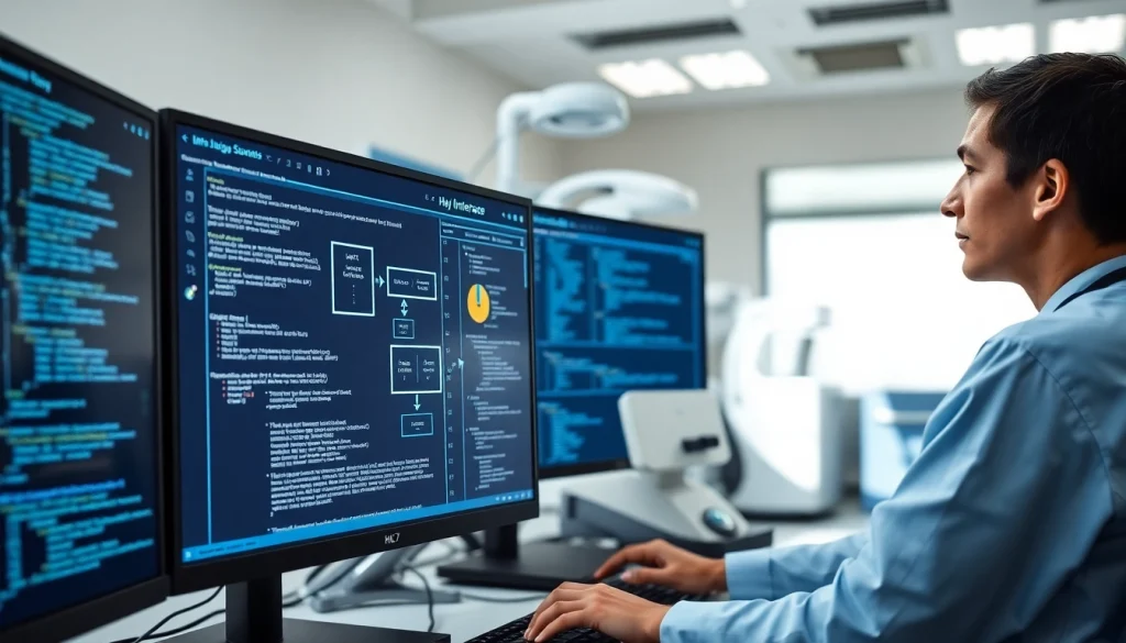 HL7 Interface in a professional healthcare setting demonstrating data flow integration.
