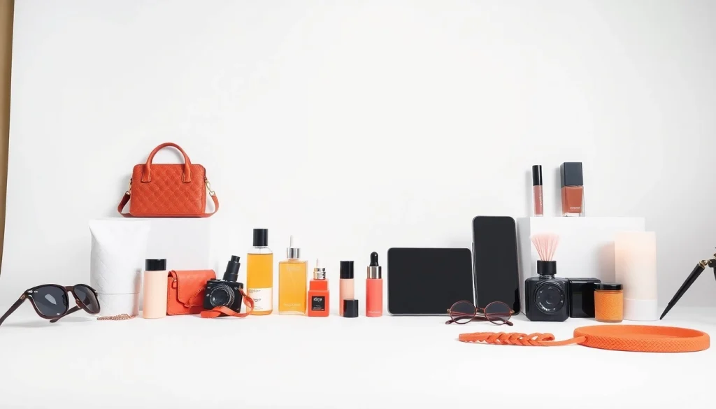 Professional product photography featuring a variety of items, ideal for e-commerce and catalogs