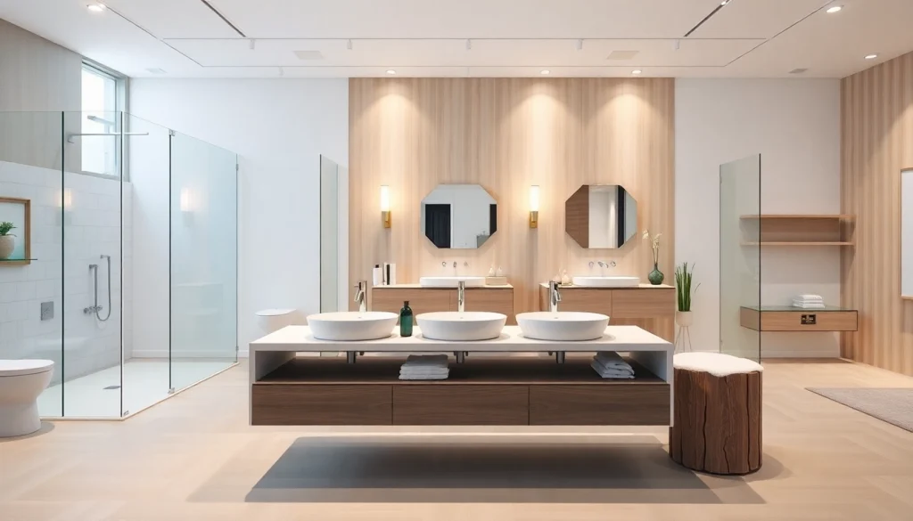 Sonni sanitär GmbH zeigt hochwertige Badprodukte wie elegante Duschwände in modernem Design.