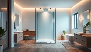 Sonni sanitär Produkte in einem eleganten Badezimmer mit stilvollen Duschen und Armaturen präsentieren.