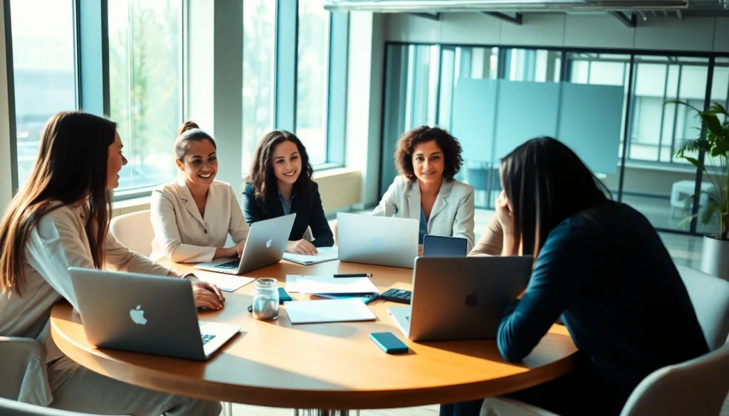 Collaborative environment showcasing new hire jobs discussions among diverse professionals.