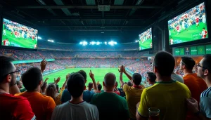 스포츠중계 팬들이 경기 보며 응원하는 생생한 장면