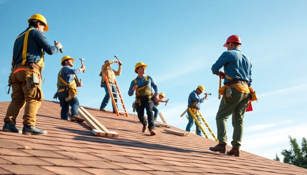 Roofing team installing materials for Twin Shield Roofing's quality service illustrating reliability.