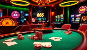 Win big with new 66 at an elegant online casino featuring poker tables, roulette wheels, and vibrant games.