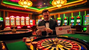 Experience the thrill of gambling with Bugatti8 at a vibrant casino table filled with action.