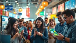 상품권소액결제를 선보이며 선물권을 구매하는 사람들을 담은 매력적인 디지털 마켓플레이스